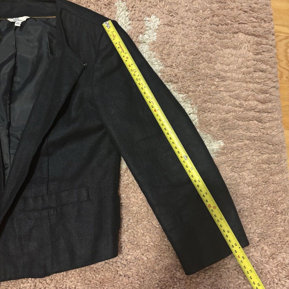 LL Bean Vintage Linen Cropped Jacket Blazer Black Sz 4 Preppy Classic - Picture 10 of 10